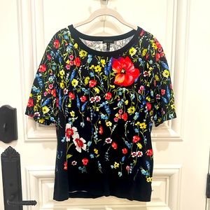 Escada cotton black w/ floral print t-shirt